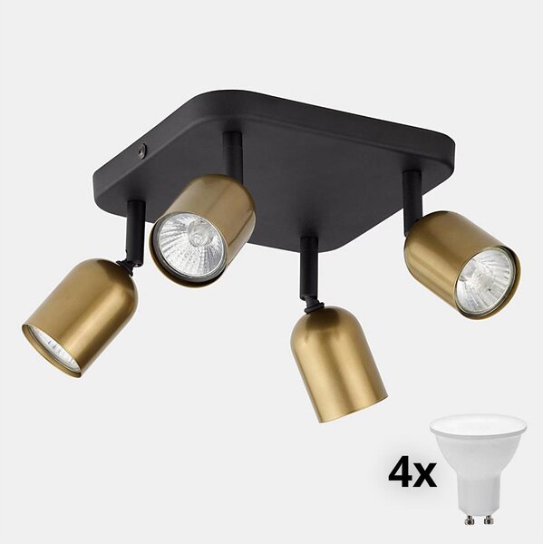 LED точково осветително тяло TOP 4xGU10/10W/230V златисто/черно