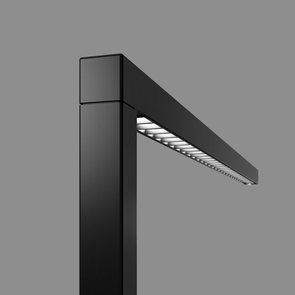 Waldmann LED стояща лампа Straight.single, черна, 3000K, със сензор, 205 см, Затъмняване, Черен, кабинет / офис, Алуминий, Модерен