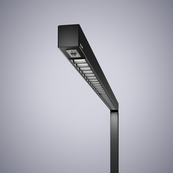 Waldmann LED стояща лампа Straight.single, черна, 3000K, със сензор, 205 см, Затъмняване, Черен, кабинет / офис, Алуминий, Модерен