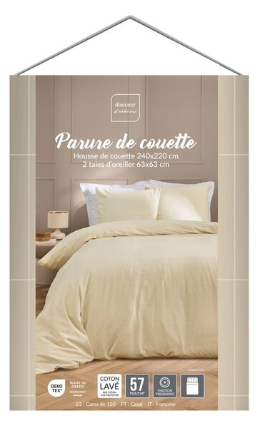 Двойно удължено спално бельо в цвят слонова кост 240x220 cm Linella – douceur d'intérieur