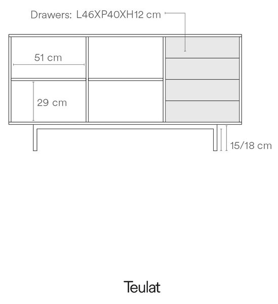 Сив/естествен нисък скрин от декор от дъб 159x80 cm Sierra – Teulat