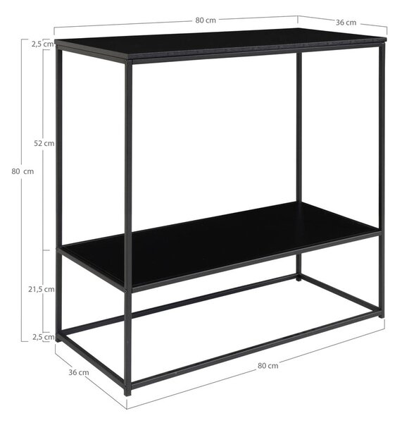 Черна конзолна маса с черен плот 80x36 cm Vita - House Nordic