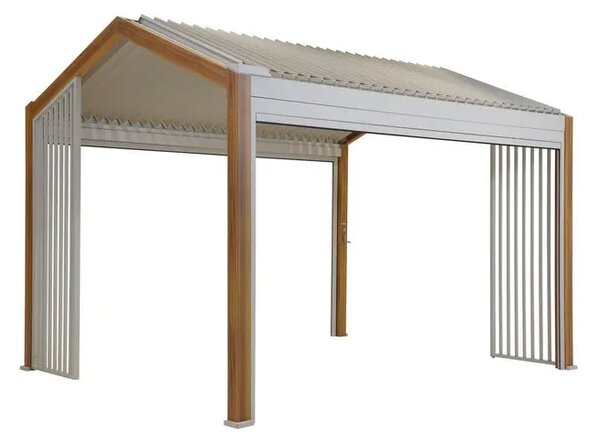 Пергола Hesperide Ecozia, Алуминий с дървесен ефект, 4x3 m