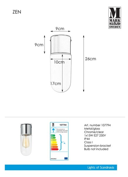 Таванна лампа Таван Chrome Clear Zen - Markslöjd