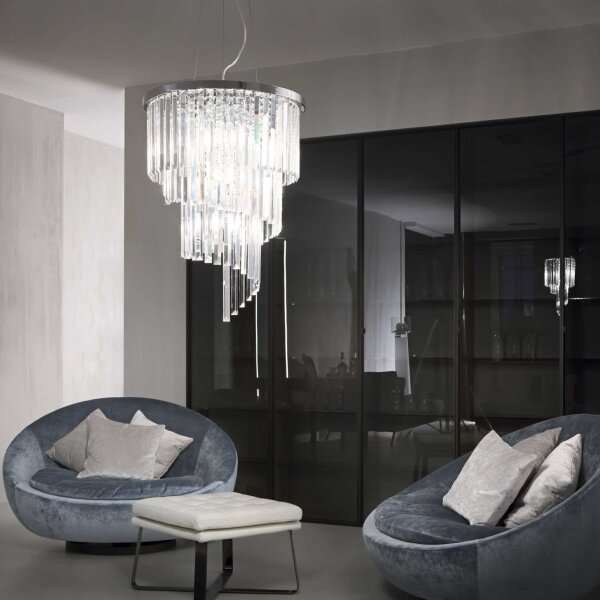 Ideal Lux - Кристален пендел CARLTON 12xE14/40W/230V Ø 50 см хром