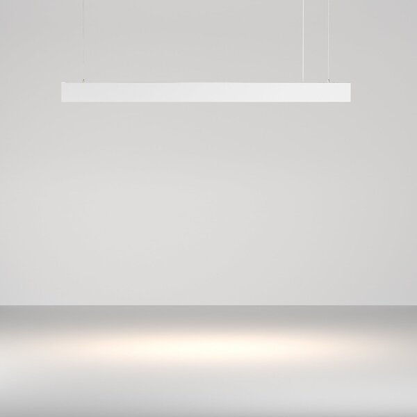 Maytoni LED висяща лампа Basis, бяла, CCT, дължина 112,5 cm, Затъмняване, Бял, Дневна/трапезария, Алуминий, Модерен