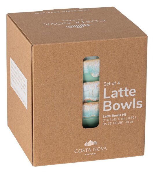 Тюркоазени керамични купички в комплект от 4 части ø 15 cm Latte - Costa Nova