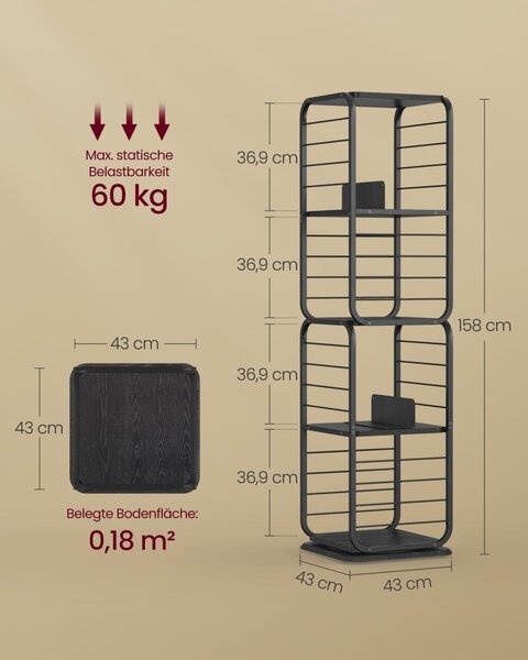 Библиотека Vasagle Black 43x43x158 cm