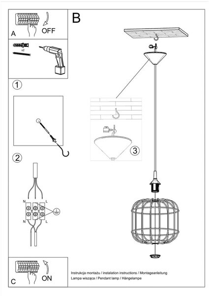 Черна висяща лампа ø 23 cm Albino - Nice Lamps