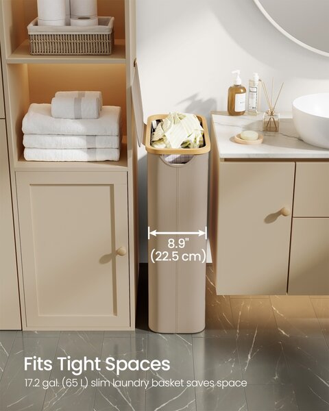 Songmics Кафяв кош за пране 42x22.5x22.5x70.5 cm