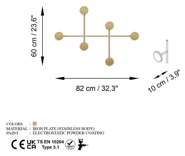 Метална стенна закачалка в златист цвят Dama-A – Kalune Design