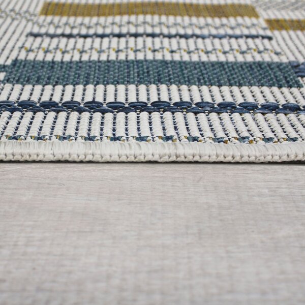Кръгъл килим Rosco Geo Geo Outdoor Blue 160x160 cm, Flair Rugs