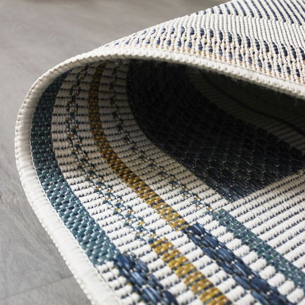 Кръгъл килим Rosco Geo Geo Outdoor Blue 160x160 cm, Flair Rugs