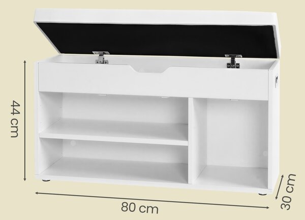 Пейка Vasagle с място за съхранение Vasagle White 80x30.3x30.3x44 cm