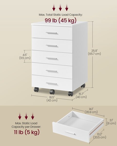 Fiset, офис шкаф Vasagle White 42x40x65,7 cm