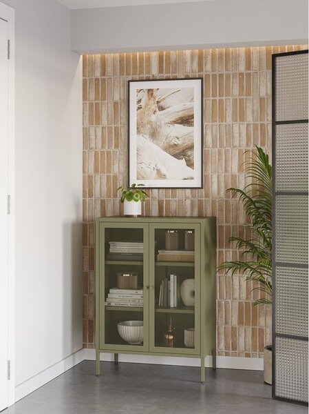 Зелено метално шкафче 70x100x40 cm Fayna – Marckeric