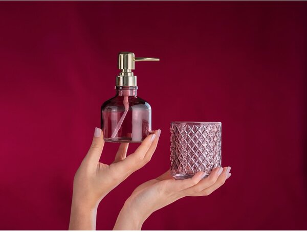Тъмнорозов стъклен диспенсер за сапун 200 ml Atessa – Wenko