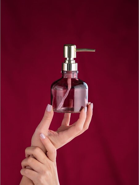 Тъмнорозов стъклен диспенсер за сапун 200 ml Atessa – Wenko