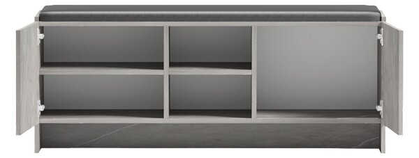 Пейка-шкаф за обувки с място за съхранение, Zulla, сив, 110x37x43 см