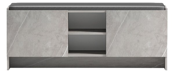 Пейка-шкаф за обувки с място за съхранение, Zulla, сив, 110x37x43 см