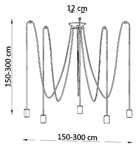 Черно висящо осветително тяло 300x300 cm Spider - Nice Lamps