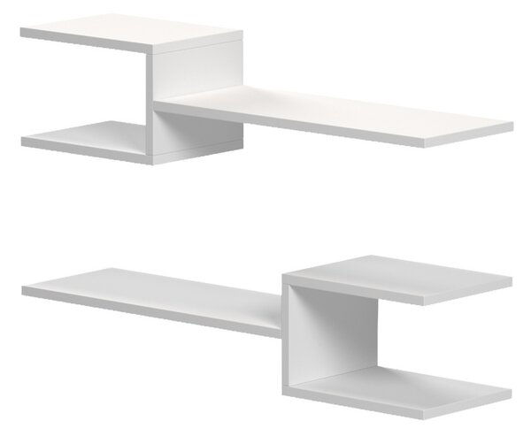 Set 2 bucati Raft de perete, Sumpa, Alb, 20x65x18 cm