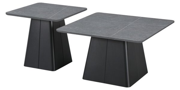 Комплект от 2 холни масички, Square, черен, 80x80x50 см