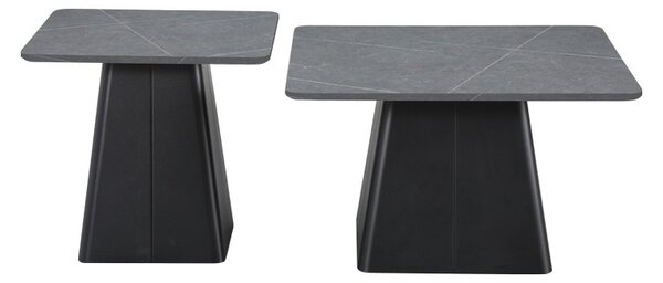 Комплект от 2 холни масички, Square, черен, 80x80x50 см