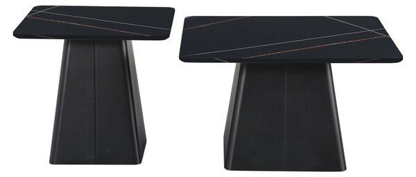 Комплект от 2 холни масички, Square, черен, 80x80x48 см