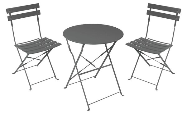 Сгъваем градински комплект от 3 части, Bistro, антрацит, 60x60x82 см