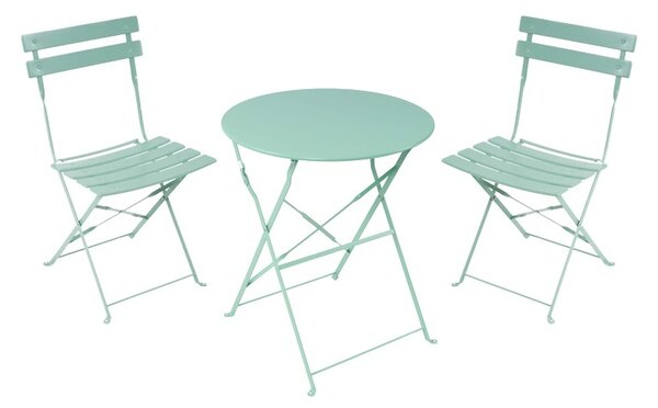 Сгъваем градински комплект от 3 части, Bistro, ментово зелен, 60x60x82 см
