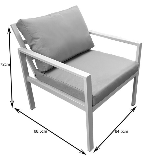 Градински комплект от 4 части, Gardenly, бял, 141x68.5x72 см
