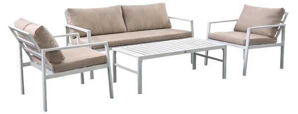 Градински комплект от 4 части, Gardenly, бял, 141x68.5x72 см