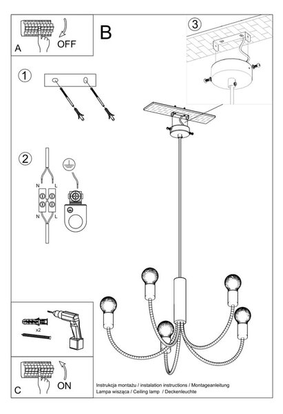 Черно висящо осветително тяло ø 45 cm Karim – Nice Lamps