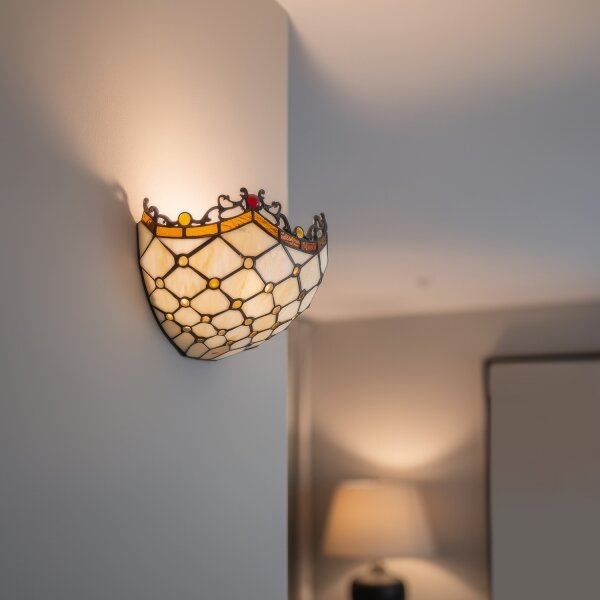 Brilagi - Tiffany витражно стенно осветително тяло, цвят слонова кост, 1xE14/40W/230V