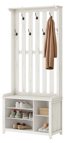Закачалка с пейка за съхранение, Enzo, бял, 35x81x180 см
