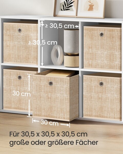 Комплект от 6 кутии за съхранение, Caja, бежов, 30x30x30 см