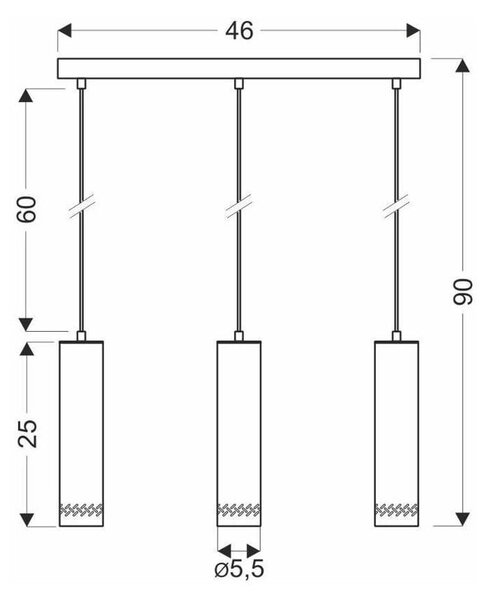 Висяща лампа с метален абажур в черно и златисто 6x46 cm Tubo - Candellux Lighting