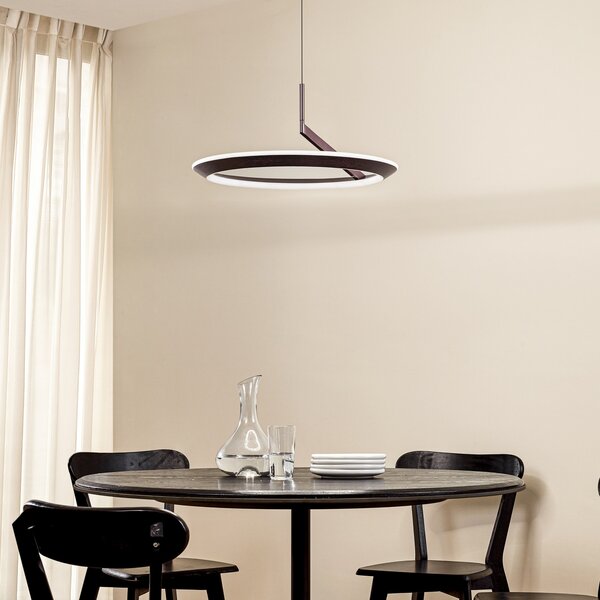 Lucande LED висяща лампа Eldra, кафеникаво кафяво, Ø 55 cm, CCT, Затъмняване, Кафяв / ръждив, Дневна/трапезария, Метал, Модерен