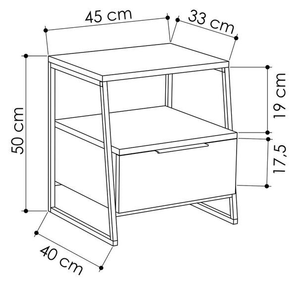 Нощно шкафче с рафтове в естествен цвят Pal - Kalune Design