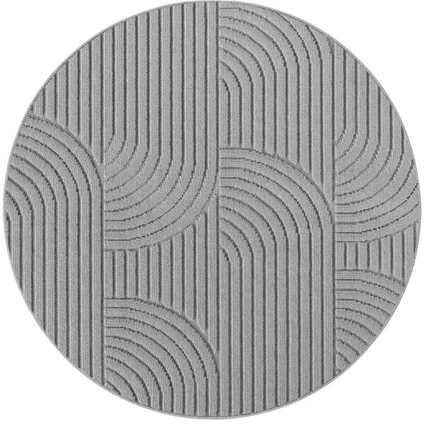 Кръгъл килим, Helix V2, сребрист, 120x120 см