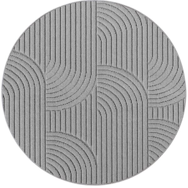 Кръгъл килим, Helix V2, сребрист, 120x120 см