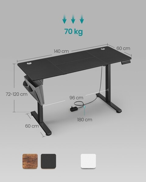 Songmics Регулируемо бюро черно 140x60x120 cm