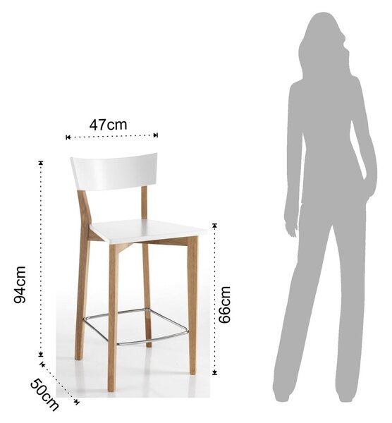 Бар столове в бял и естествен цвят в комплект от 2 брояброя 94 cm Kyra - Tomasucci