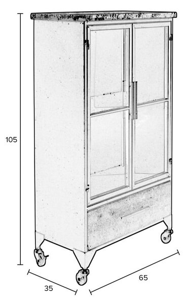 Черен метален шкаф 65x105 cm Ferre - White Label