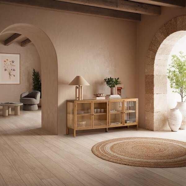 Витрина от декор от дъб в естествен цвят 180x80x40 cm Ceci – MOME