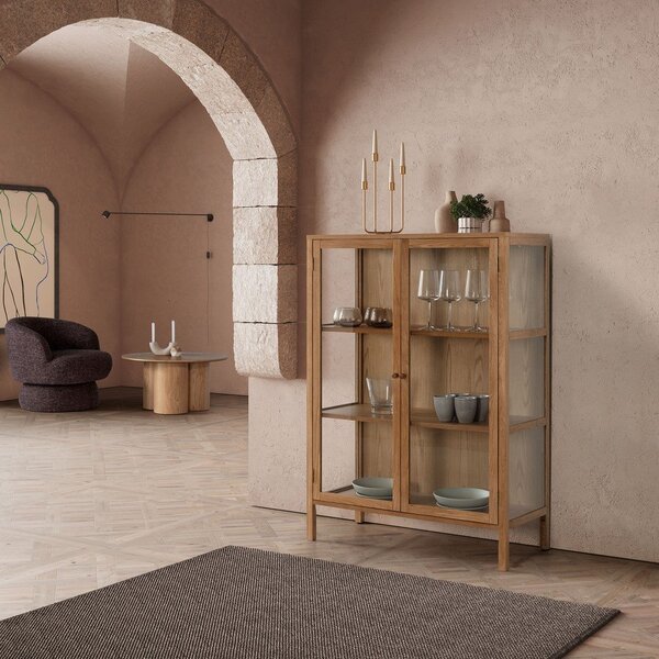 Витрина от декор от дъб в естествен цвят 90x126x40 cm Ceci – MOME