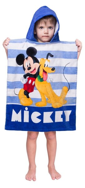 Синьо хавлиено детско пончо Mickey - Jerry Fabrics