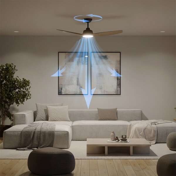 Philips-LED димируем таванен вентилатор OLAS LED/24W/230V с диаметър 132 см черен/кафяв + дистанционно управление