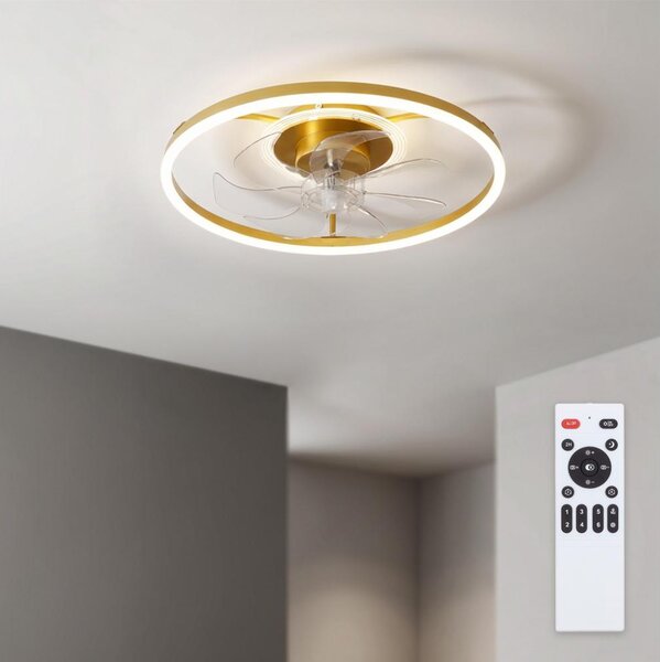 BRILAGI - Таванен вентилатор с димируема LED/66W/230V, 55 cm, бял/златист + дистанционно управление